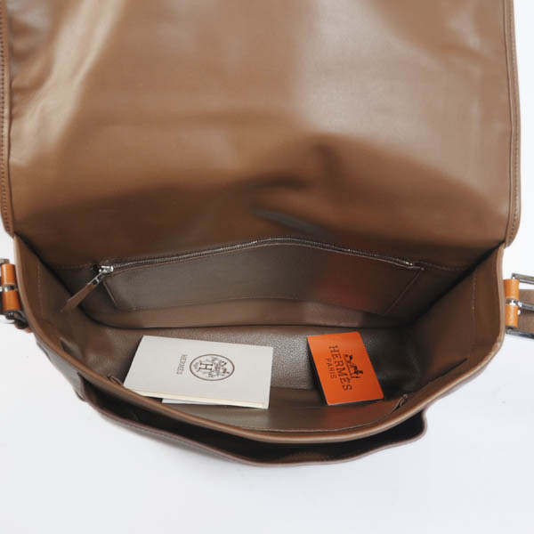 Hermes 35cm Barda men's bag Cowskin leather in Dark Brown