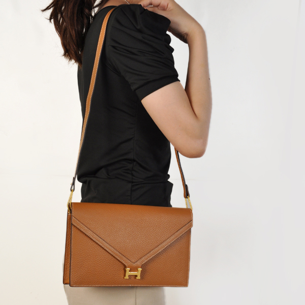 Hermes Liddy Bag clemence leather in Camel with Gold hardware