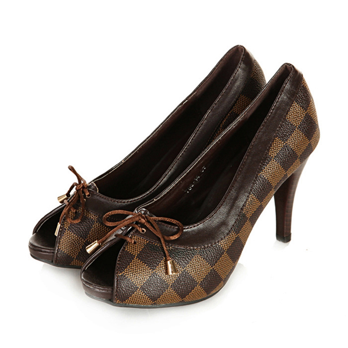 PALM BEACH OPEN TOE PUMP IN DAMIER CANVAS