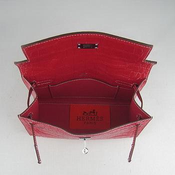 Hermes Kelly 22CM Red Crocodile Stripe