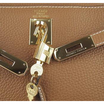 Hermes Kelly Handbags 32CM Light Coffee(gold)