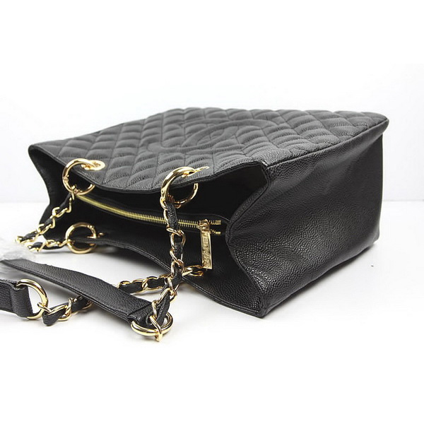 Chanel Handbags Black Caviar Leather with Gold Hardware 50995