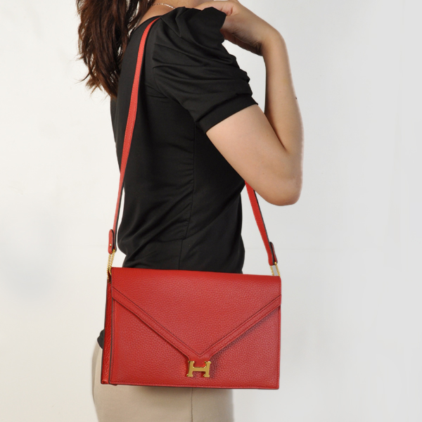 Hermes Liddy Bag clemence leather in Flame with Gold hardware