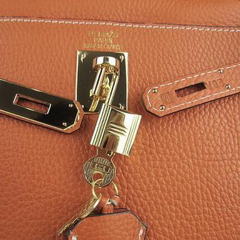 Hermes Kelly Handbags 32CM Orange(gold)