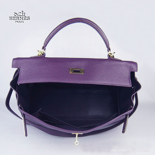 Hermes Kelly 35cm Togo Leather Bag Purple 6308 Gold Hardware