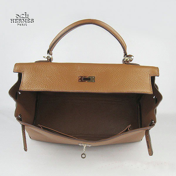 Hermes Kelly 35cm Togo Leather Bag Light Coffee 6308 Gold Hardware