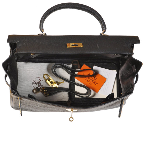 Hermes kelly 35CM Black clemence leather(Gold)