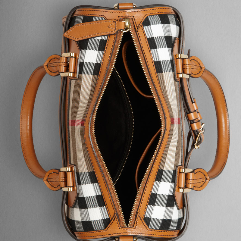 CHECK LEATHER BOWLING BAG