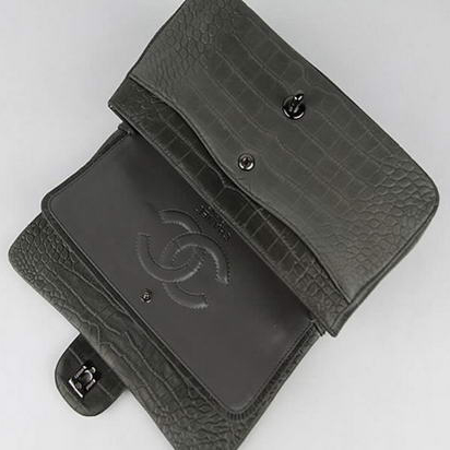 Chanel Fall Winter 2012 Croc Veins Leather Flap Bag A01112 Dark Green