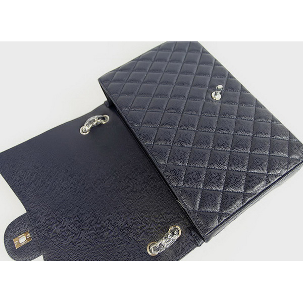 Chanel Flap Bag Quilted Navy-blue Caviar with Silver Chain 1116