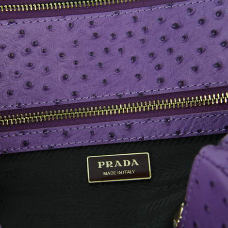 Prada Ostrich Leather Tote Bag BN1801 Purple