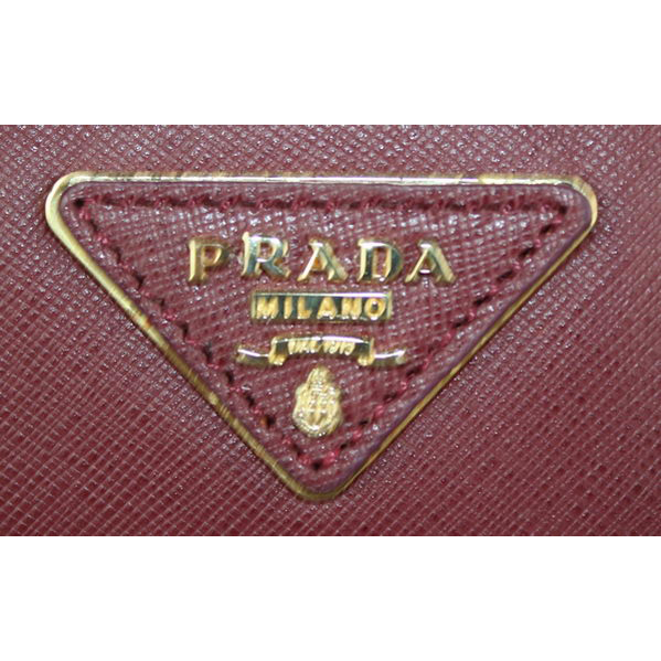 Prada Saffiano Leather Tote Bag BL1094 Bordeaux