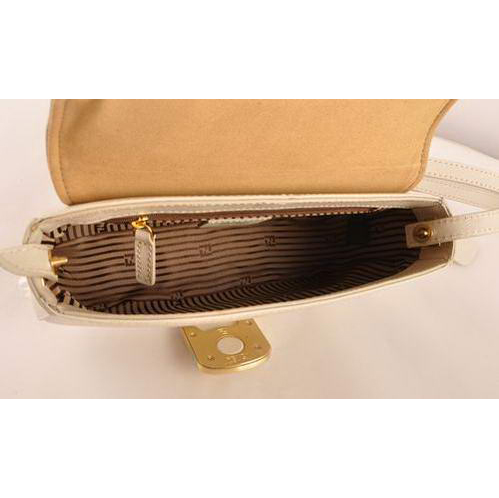 Fendi Chameleon Classic Saffiiano Leather Small Shoulder Bag 2541 White