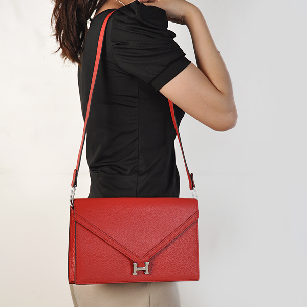 Hermes Liddy Bag clemence leather in Flame with Silver hardware