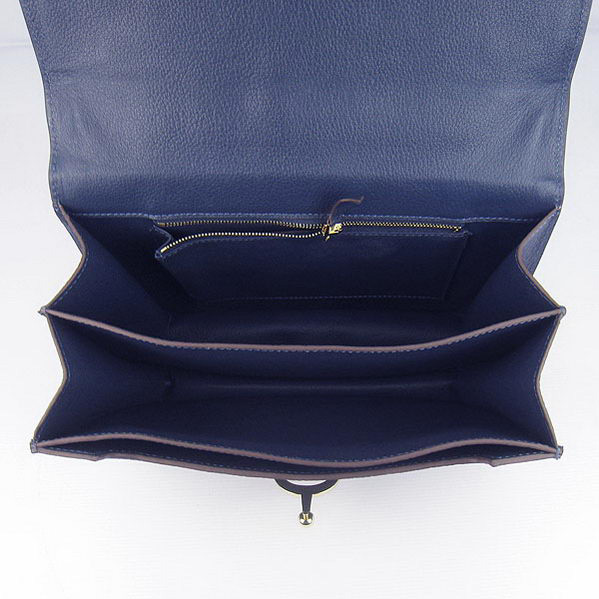 Hermes Stirrup Shoulder Bag Royalblue Calfskin Gold