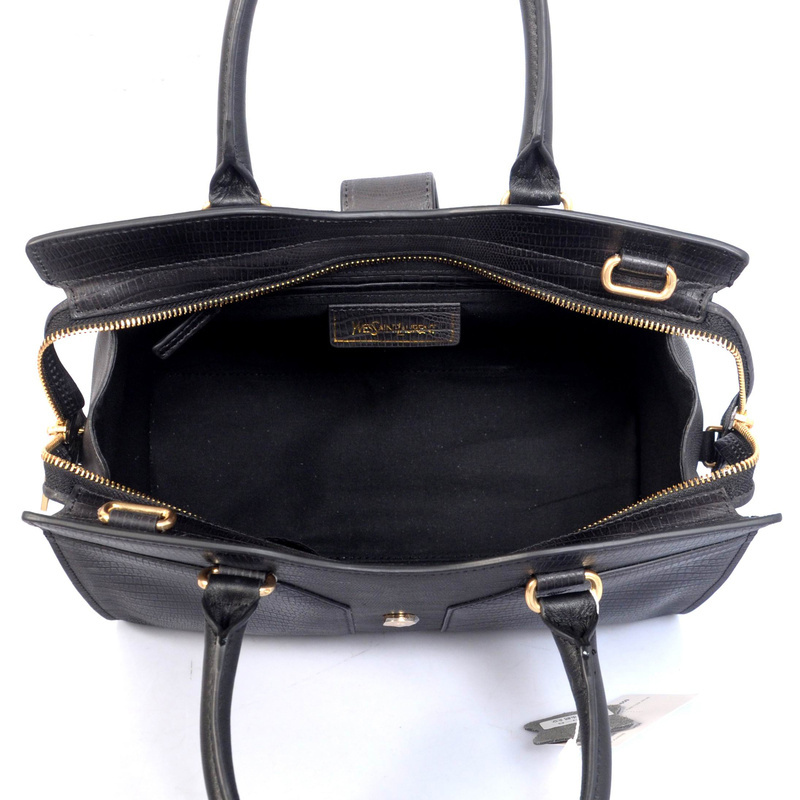 YSL Cabas Chyc lizard leather tote handbag 8220 black