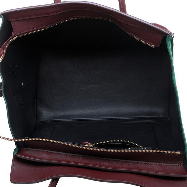 Celine Luggage Mini Boston Bags Original Suede&Calf Leather Green&Wine