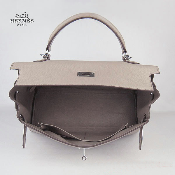 Hermes Kelly 35cm Togo Leather Bag Grey 6308 Silver Hardware