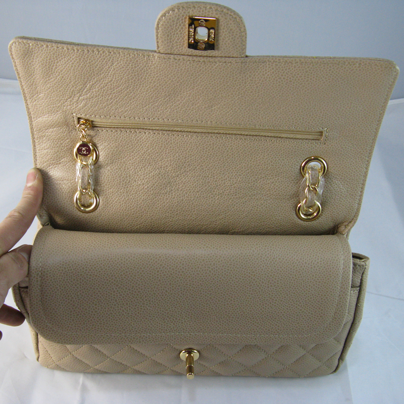 Chanel beige color with gold chain