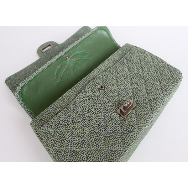 Chanel Flap Bag Quilted Ancient-Green Leather with Silver Chain 48102