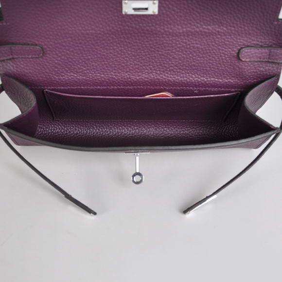 Hermes Kelly 26CM Shoulder Bag Clemence Purple