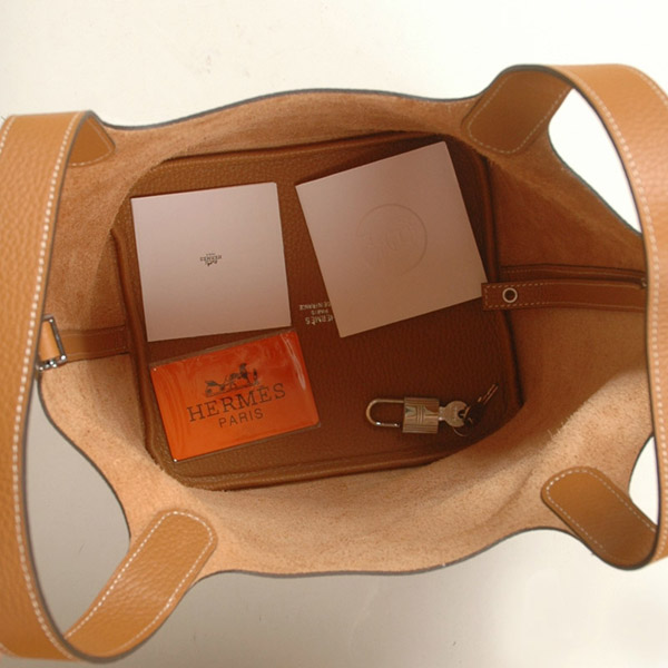 Hermes picotan MM Bag clemence leather in Camel