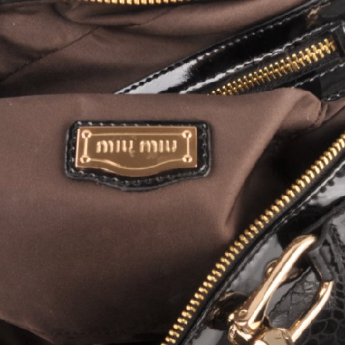 Miu Miu Tote Snake Veins Handbags 90302 Black