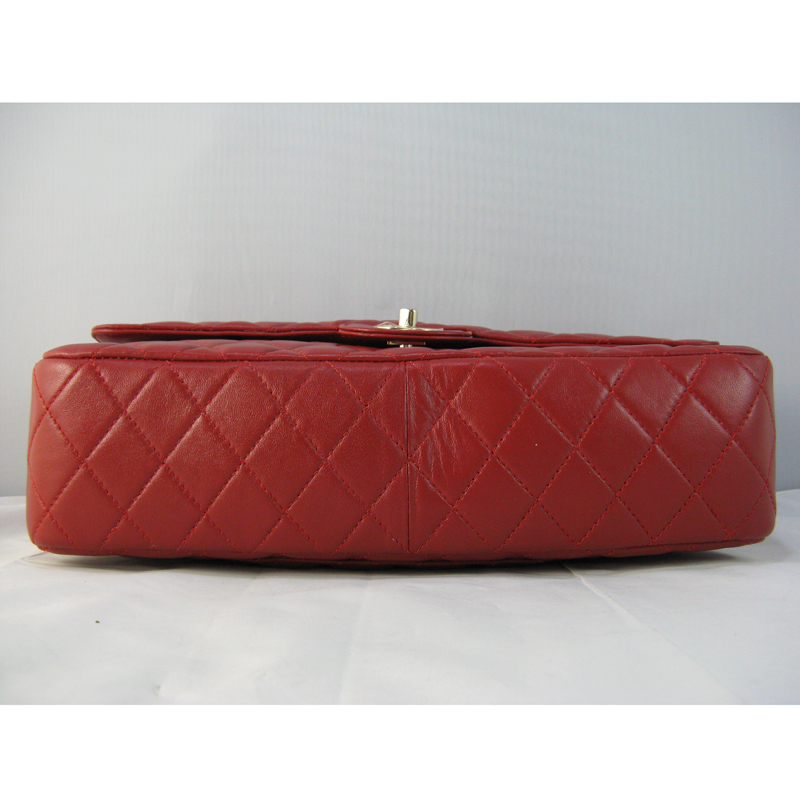 Chanel Red lambskin leather Flap Bag with Gold chain