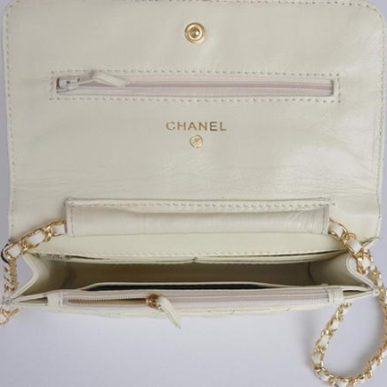 Chanel Flap Bag Lambskin Leather A33814 White Golden