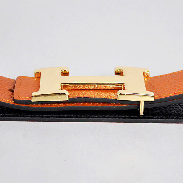 Hermes belt leather in black/Orange with H gold Buckle