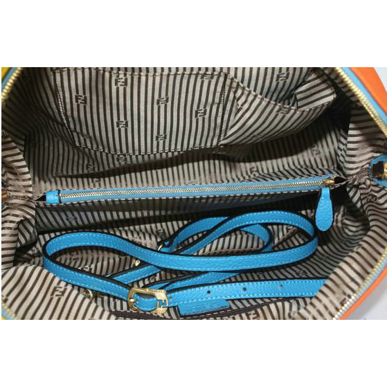 Fendi Large Chameleon Calfskin Top Zip Tote Bag F8812 Blue&Orange&Yellow