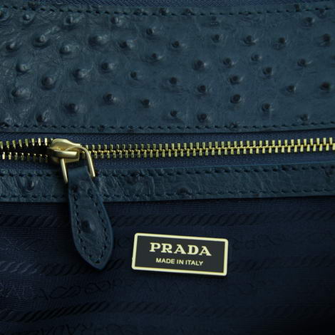 Prada Ostrich Leather Tote Bag BN1801 Blue