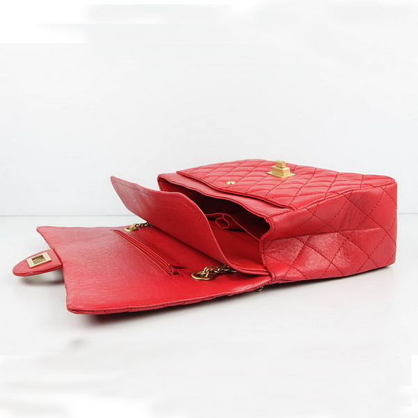 Chanel Flap Bag Quilted Red Leather with Gold Chain 48102