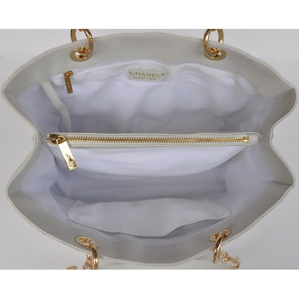 Chanel A50995 White Caviar Leather Shoulder Bag Gold