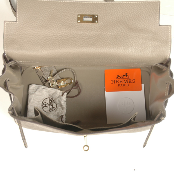 Hermes Kelly 32CM clemence leather in Dark Grey with Gold hardware