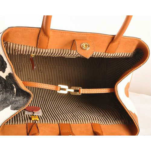 Fendi 2Jours Saffiiano Leather Horsehair Tote Bag F2552L Tan&Black