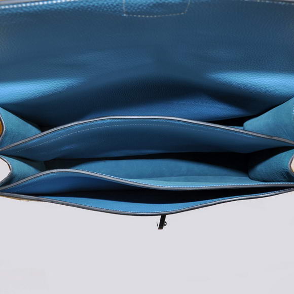 Hermes Sac Depeche 38cm Briefcase Clemence Blue