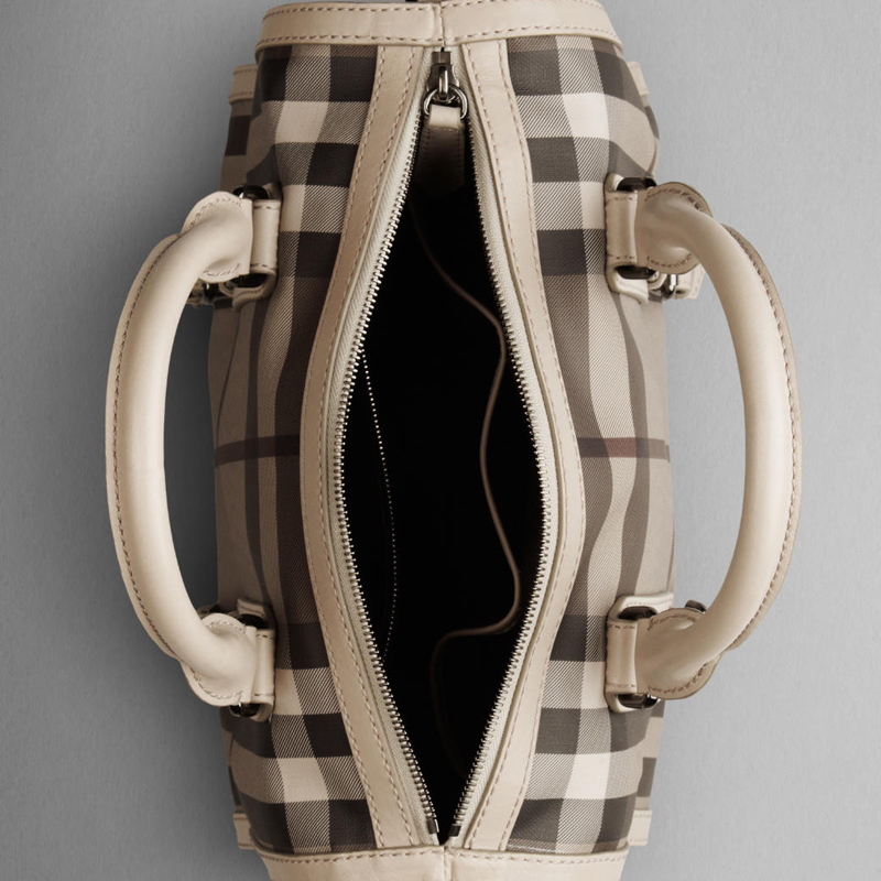 MEDIUM CHECK LEATHER BELTED BOWLING BAG