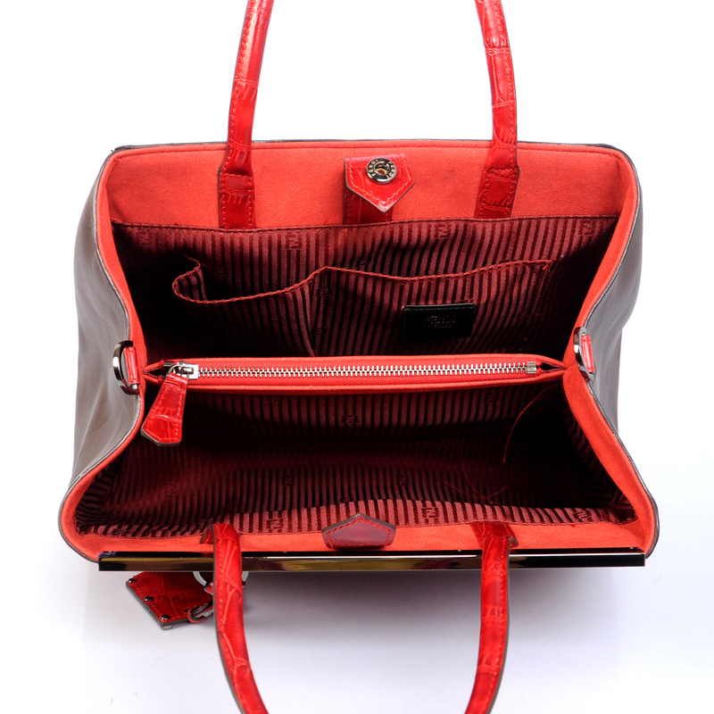 Fendi Fall Winter 2012 2Jours Red Original Croco Leather Tote Bag