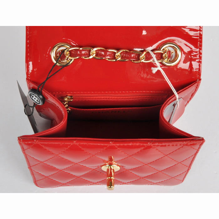 Chanel Classic Micro Flap Bag 1118 Red Patent leather Gold Hardware