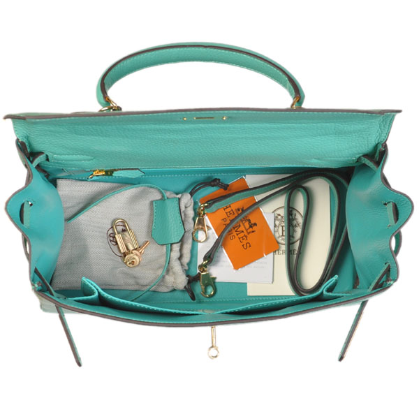 Hermes kelly 35CM clemence leather in Lake Green with Gold hardware