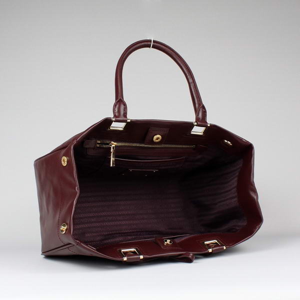 Top Quality Prada Glace Calf Leather Tote Bag BN2243 Bordeaux